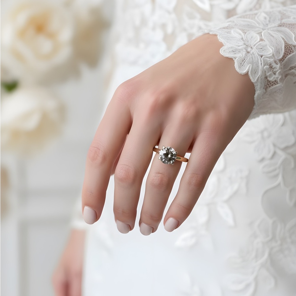 14K GOLD & CZ Engagement Ring Set (3 Pieces)